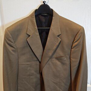 Jos A Bank Men's Wool Suit Jacket Blazer Brown 44R - (Small Hole Sleeve See Pic)